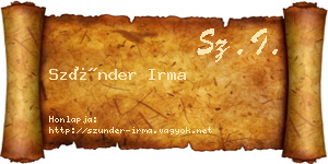 Szünder Irma névjegykártya