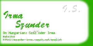 irma szunder business card